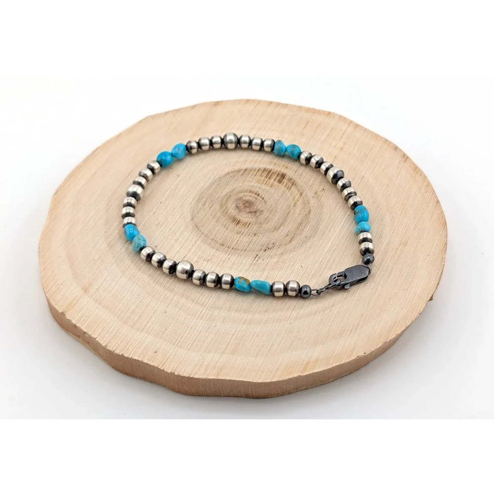 Navajo Style‎ Bracelet Hand-Strung Turquoise Native American Jewelry 7.75 **